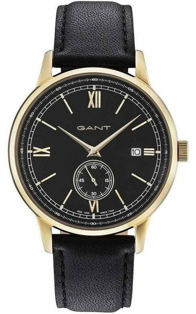 Gant GT023007 Freeport gold schwarz Leder Armband Uhr Produktbild 