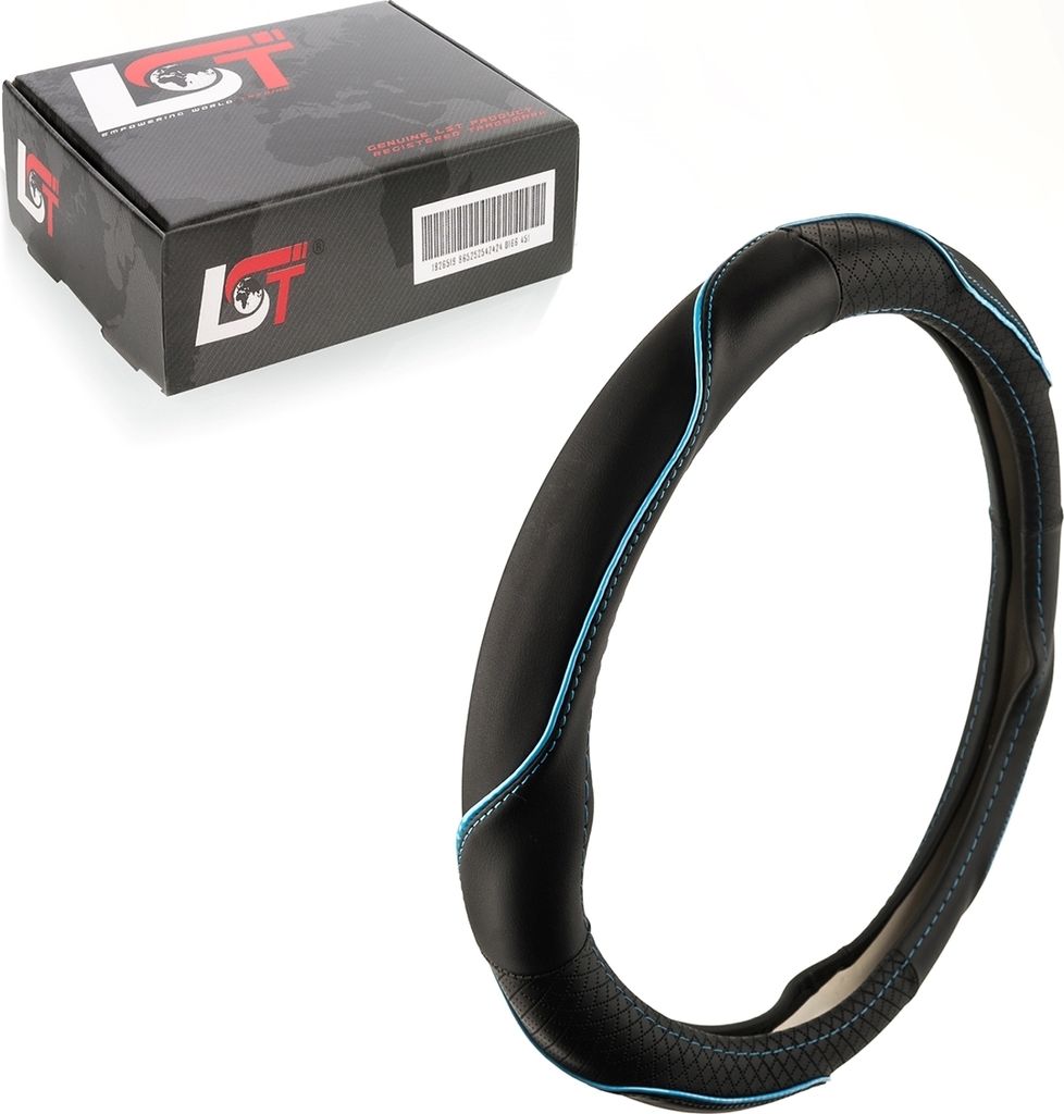 Lenkradbezug Lenkrad Ø 38x9 cm 15x3,5 Zoll schwarz blau für AUDI für PORSCHE