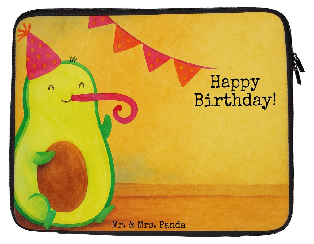 Mr. & Mrs. Panda Laptop Tasche Avocado Geburtstag Design 20 x 28 cm - Weiß - Geschenk, Frucht, Happy Birthday, Laptoptasche, Laptophülle, Party, ...
