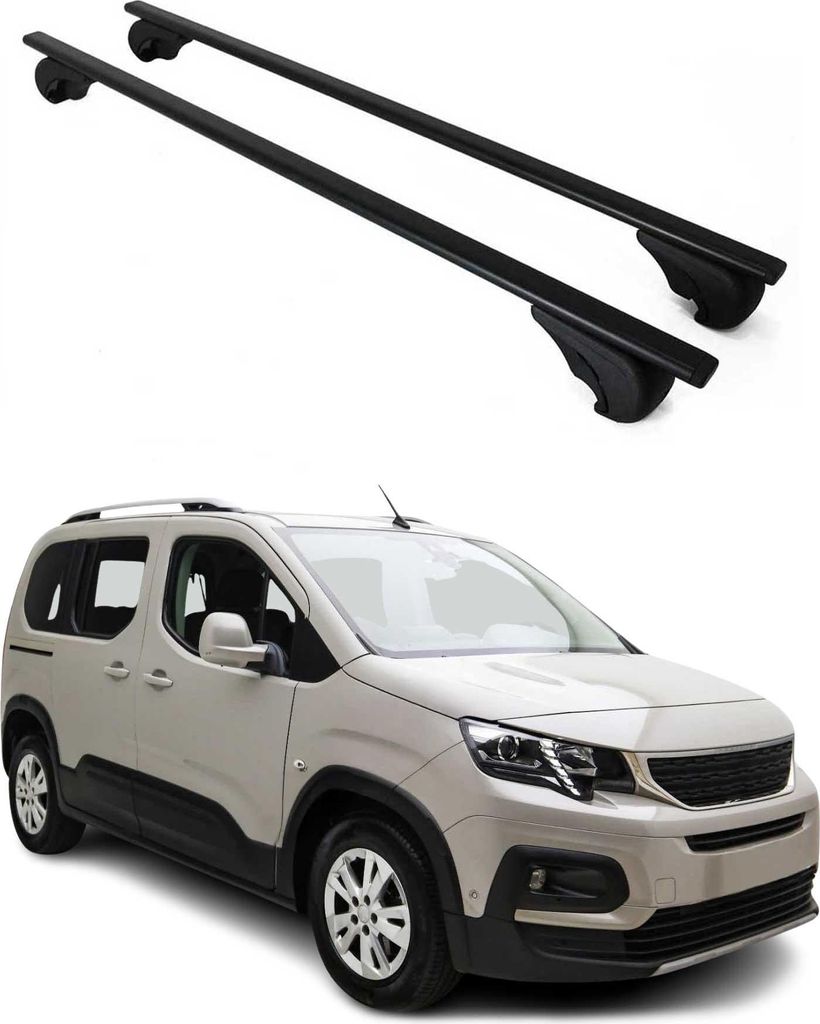 Dachträger Grundtäger für Peugeot Rifter 2018-2025 75kg Metall Schwarz 2 tlg