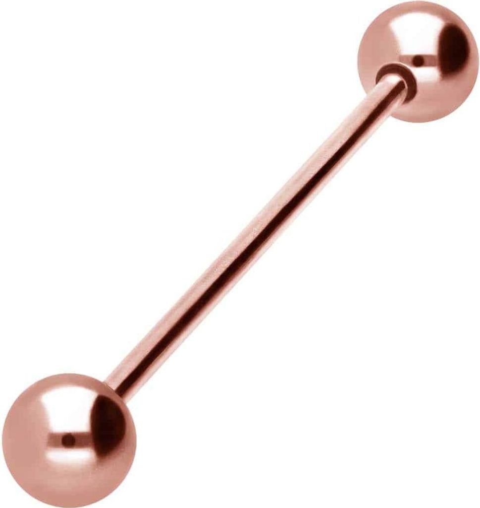 Zungenpiercing, Intim-Piercing Titan Barbell RoséGold Stablänge: 35mm + Stabstärke: 1,6mm + Kugelgröße: 6mm