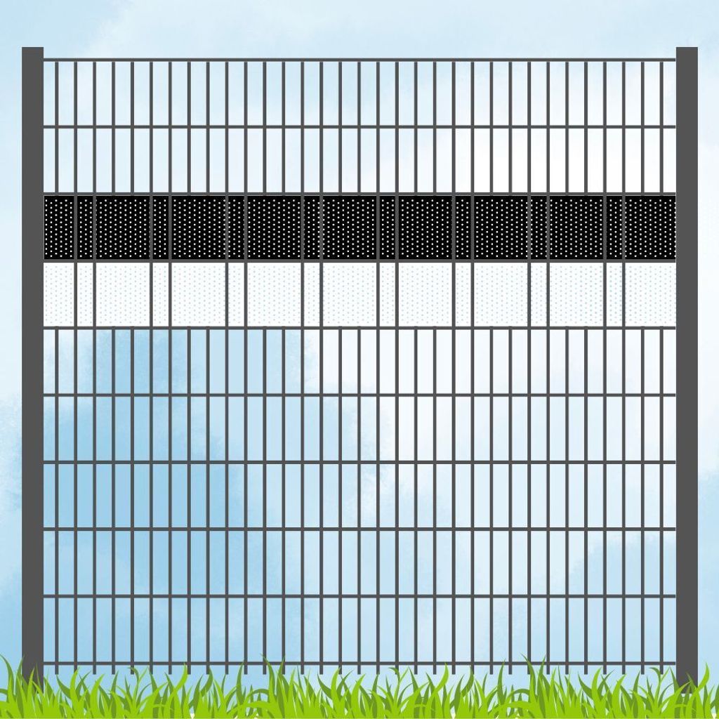 Sichtschutzstreifen in Vereinsfarben - Set SCHWARZ-WEISS Volle Streifenbreite GELOCHT