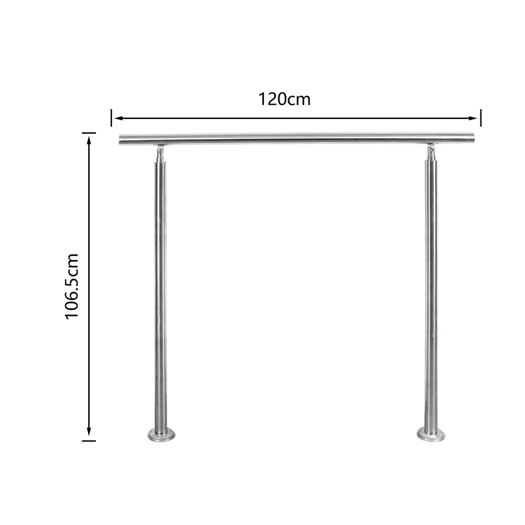 kit ringhiera corrimano in acciaio inox karpal con/senza traverse per ringhiere di scale interne ed esterne, balcone (120 cm, senza traverse) - 2