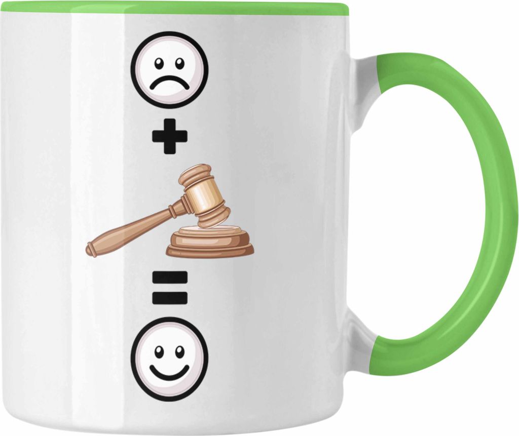 Trendation - Jura Richter Tasse Geschenk für Juristen :( + Anwalt = :) Lustige Geschenkidee Geburtstag (Grün)