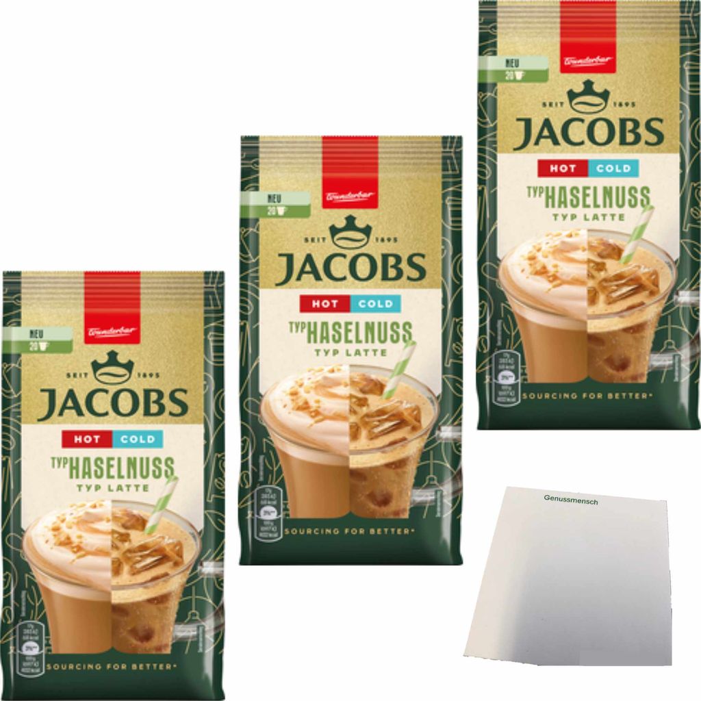 Jacobs Latte Hot Cold Haselnuss 3er Pack (3x340g Packung) + Produktbild 