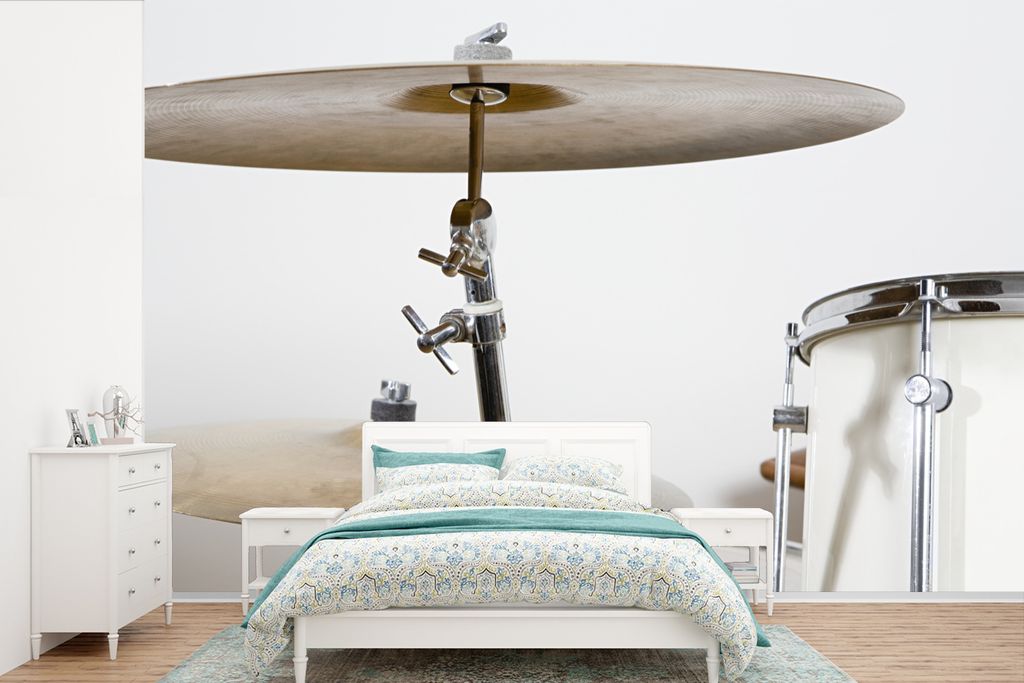 MuchoWow Fototapete für Wohnzimmer oder Schlafzimmer Wandtapete Vinyl Motivtapete Nahaufnahme eines Teils eines Schlagzeugs - 390x260 cm - Papie...