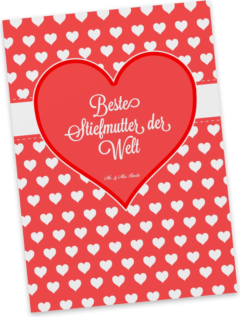 Mr. & Mrs. Panda Postkarte Stiefmutter - Geschenk, Tochter, Danke, Ansichtskarte, Beste, Sohn, Stief Mutter, Grußkarte, Dankeschön, Postkarten, F...