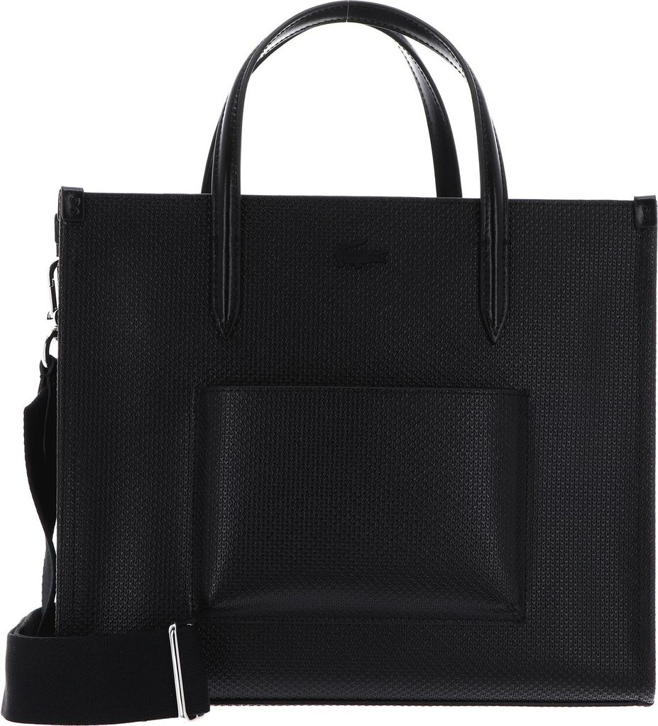 LACOSTE Leder Handtasche Umhängetasche Chantaco Classics Top Handle Bag Noir schwarz