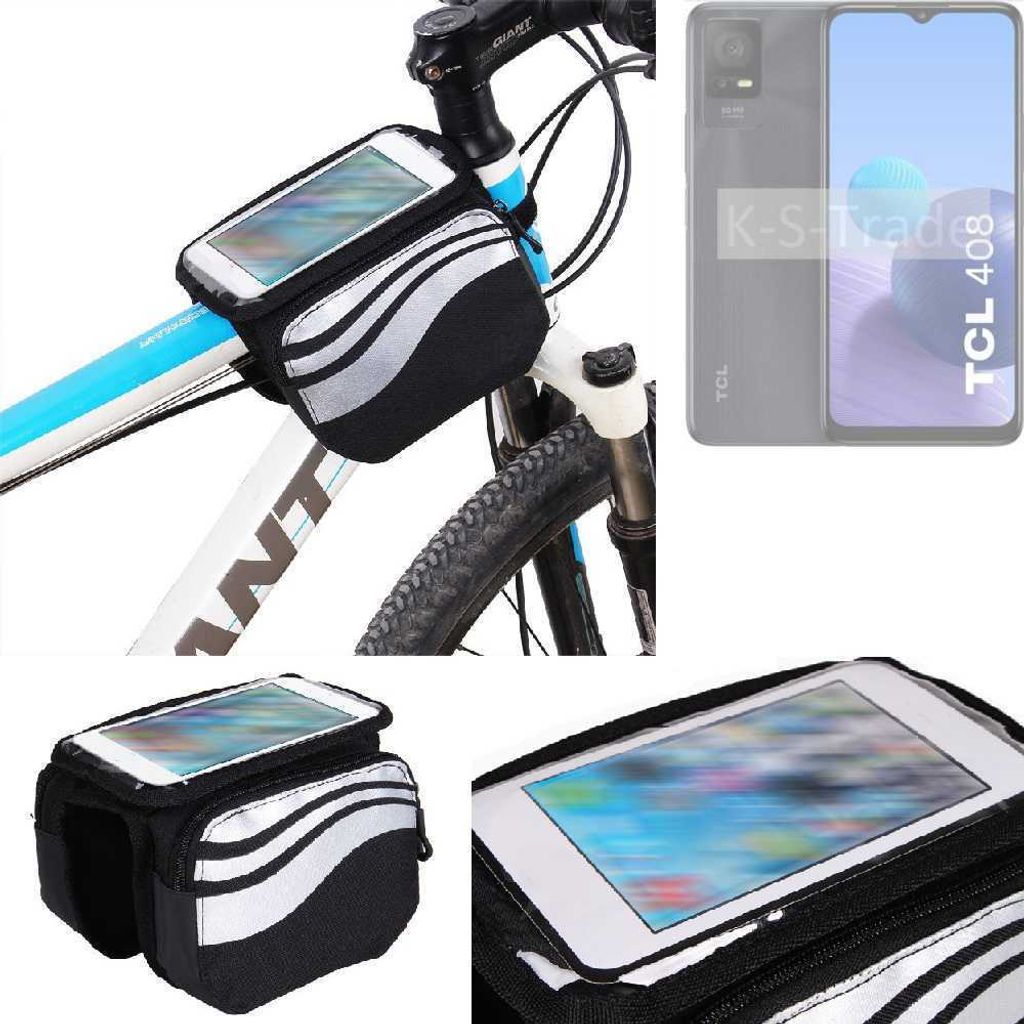 K-S-Trade Rahmentasche Fahrrad-Halterung kompatibel mit TCL 408 Rahmenhalterung Fahrrad Handyhalterung Fahrradtasche Handy Smartphone Halterung Bike