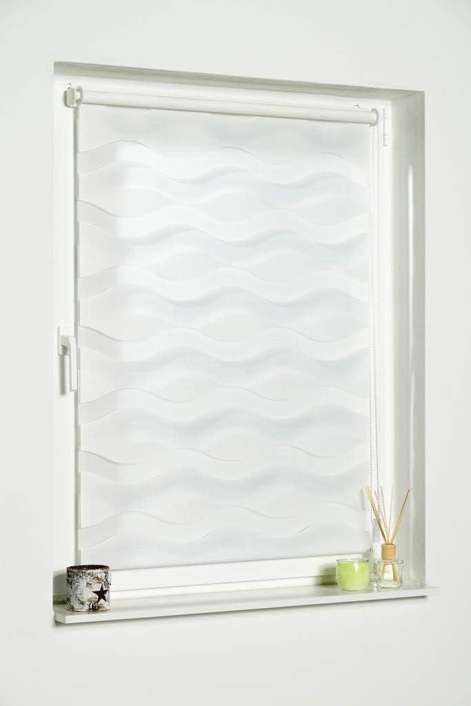 Doppel-Rollos Klemmfix "Welle" ohne Bohren - weiß - 100 cm x 150 cm (B x L)