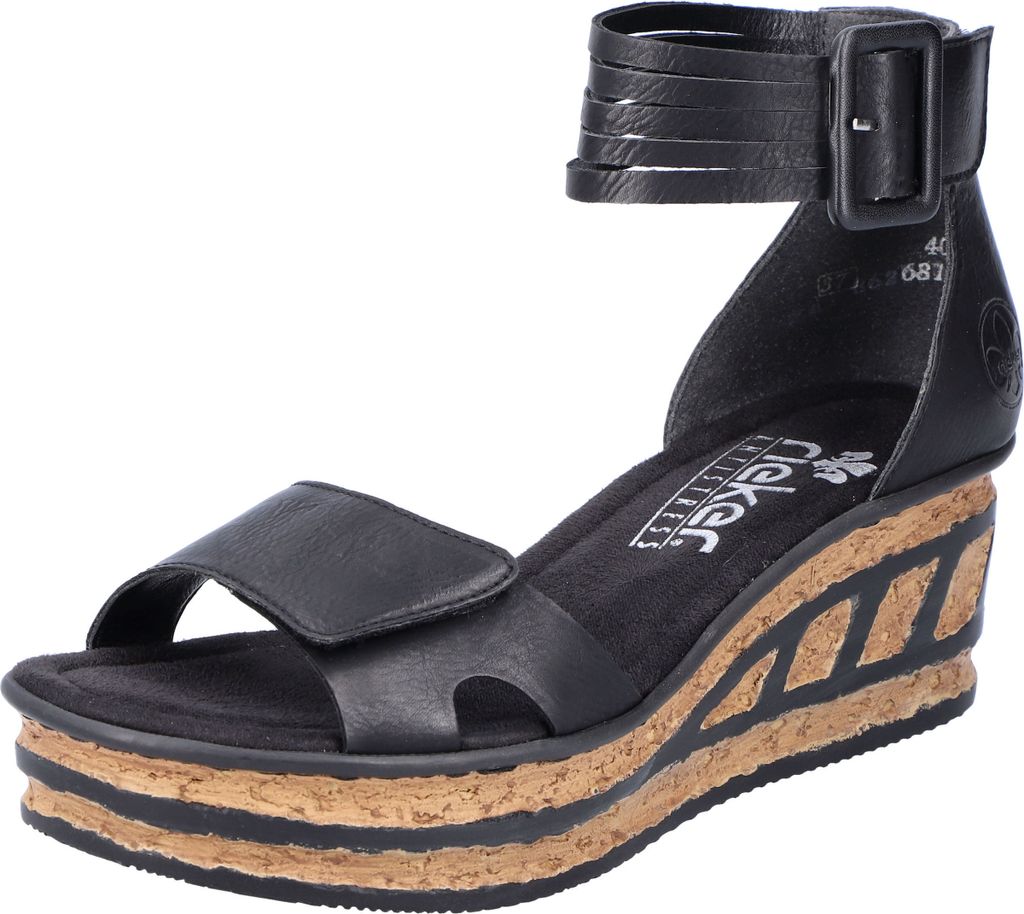 Rieker Damen Keilsandalette schwarz Produktbild 4