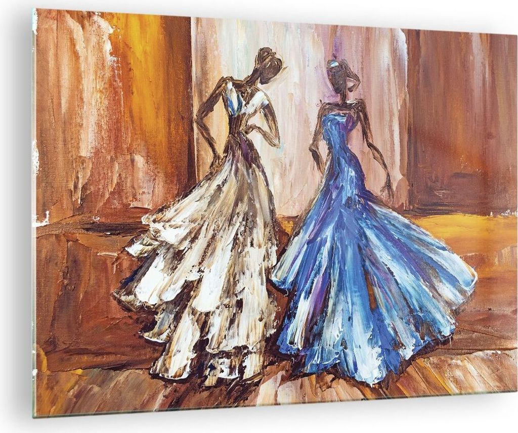 Bilder auf glas - Einteilig - Frauen Kleider Öl - 70x50cm - Glasbilder - Wandbilder - Bilder - zum Aufhängen bereit - Wanddekoration aus Glas - G...