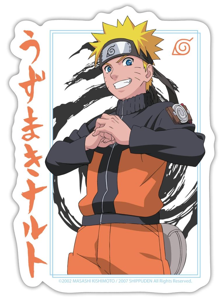 Spreadshirt Naruto Shippuden Schriftzeichen-Design Sticker Aufkleber, 10 x 10 cm, Mattweiß