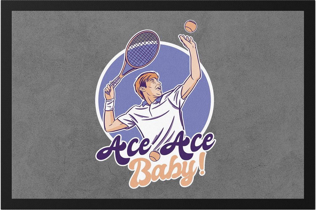 Ace Ace Baby Fussmatte Tennisschläger Spieler Spiel Spielball Sport Freizeit Hobbie Tennisplatz Bewegung Tennis