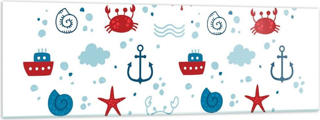 Bilder auf glas - Meer Boot Anker Schiff - 160x50cm - Glasbilder - Wandbilder - Kunstdruck - zum Aufhängen bereit - Wanddekoration aus Glas - Glas...
