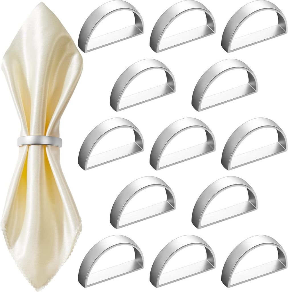 Edelstahl-Serviettenring, Metall-Serviettenringhalter, Tischdekoration, Küche, Abendessen, Party, Hochzeit (Silber B, 20 Stück)