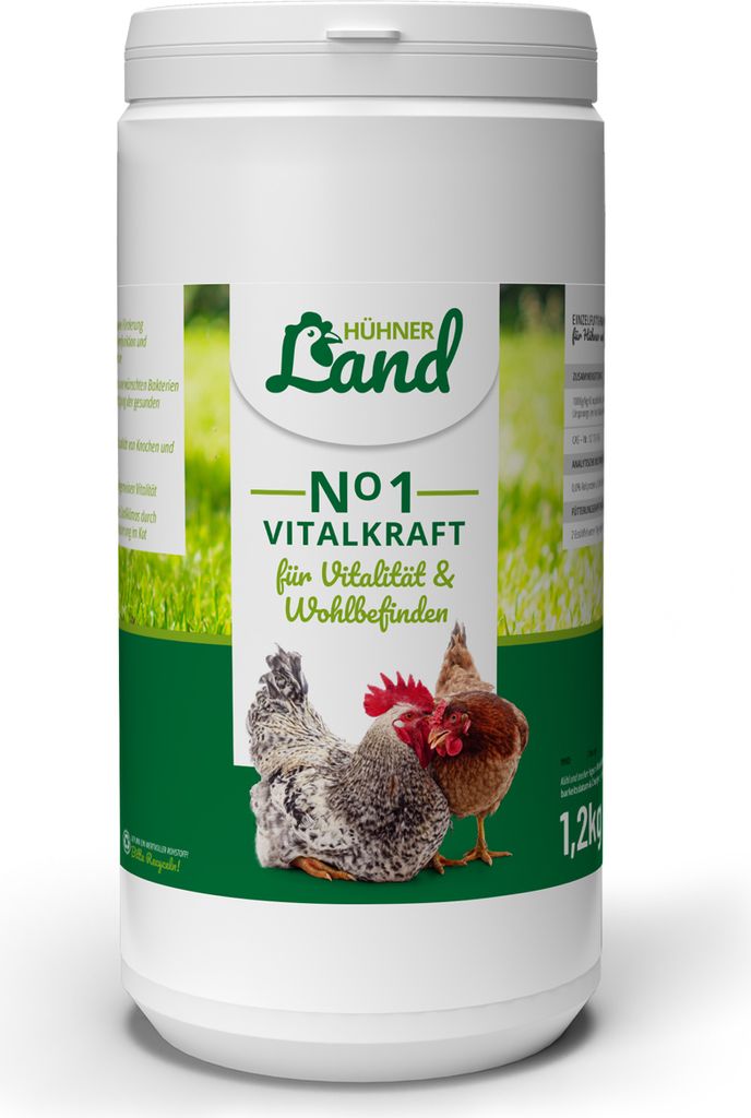 HÜHNER Land Vitalkraft für Hühner & Geflügel 1,2kg I Hühner Ergänzungsfutter für Hühnerfutter, Hühner Mineralien, für Eier & Stallklima, ...