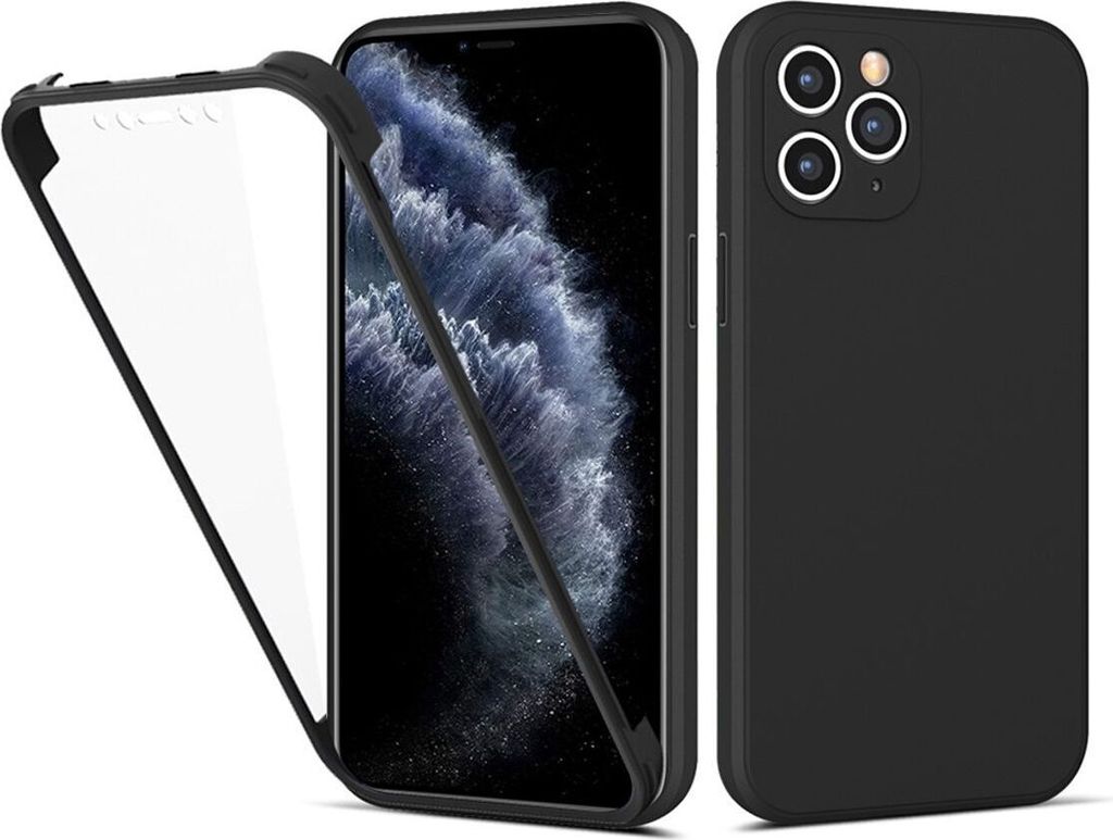 König Design Hülle kompatibel mit Apple iPhone 12 Pro Kunststoff Full Cover Handyhülle - Case Schwarz