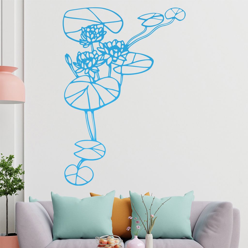 Seerose - Pflanzen Wandtattoo in 6 Größen - Wandaufkleber Wall Sticker - Dekoration, Küche, Wohnzimmer, Schlafzimmer, Badezimmer