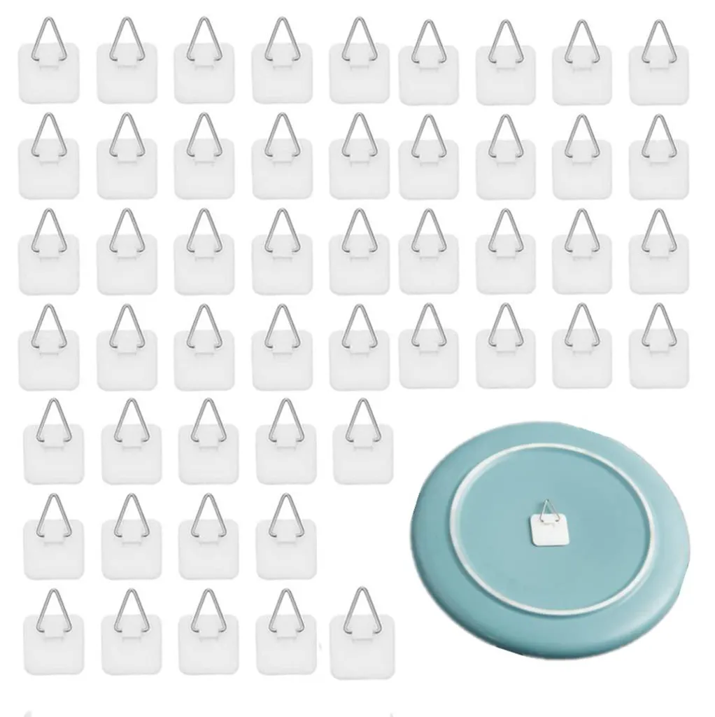 50 Crochets Muraux Double Face Autocollants - Fixation Transparente