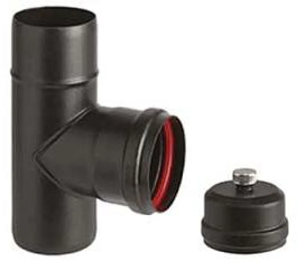 Raccord en T ø 80 mm émaillé noir mat Ala Pellet Aeternum haute qualité