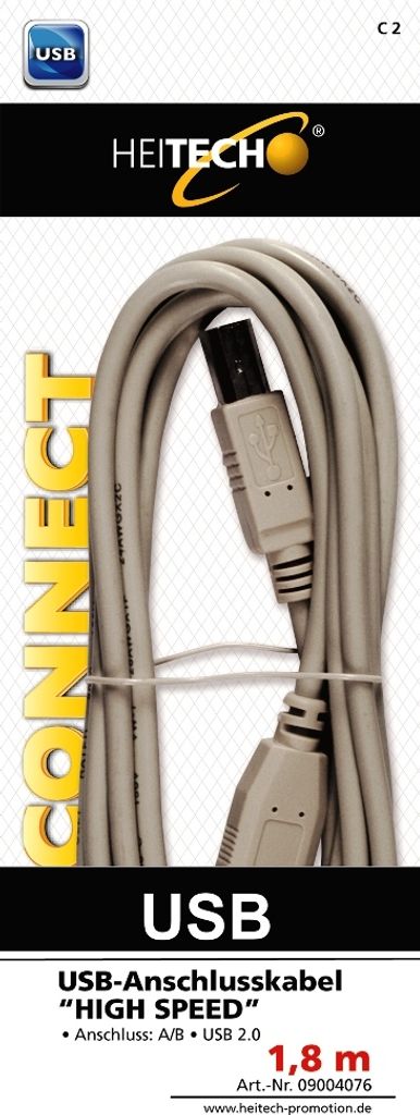 Heitech USB ANSCHLUSSKABEL „HIGH SPEED“ 1,8M