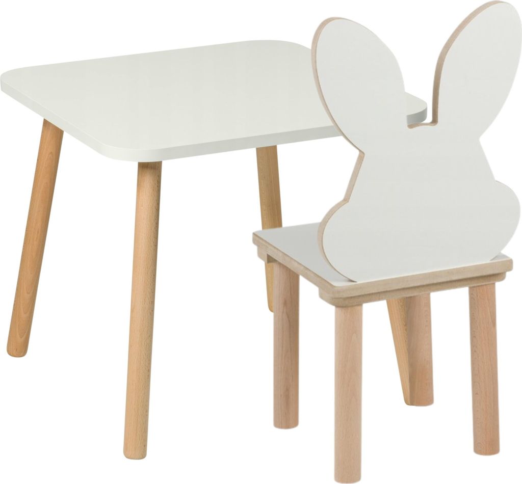 PlayPals Furniture Kindertisch mit Stühlen- Kinder Tisch Stuhl Set aus Holz, 50 x 50 cm- natürliche Sitzmöbel Holz für Kinder- Kinderstuhl-Set ...
