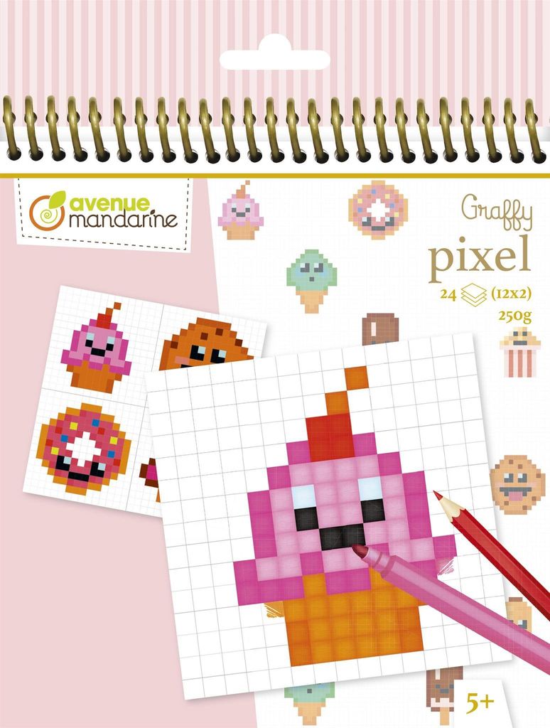 Pixel-Graffy-Malbuch „Süßigkeiten“ für Kinder