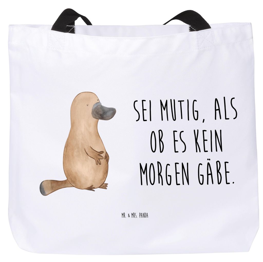Mr. & Mrs. Panda Tote Bag Schnabeltier Mut - Weiß - Geschenk, Neustart, Arbeit, Laptoptasche, Training, Raodtrip, Tasche, Einkaufstasche, Meer, Re...