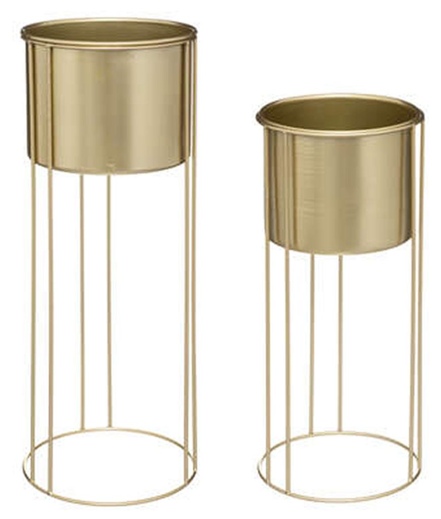 Atmosphera Créateur d'intérieur Blumenständer mit Übertopf 2er Set Metall gold 58 cm x 21,5 cm