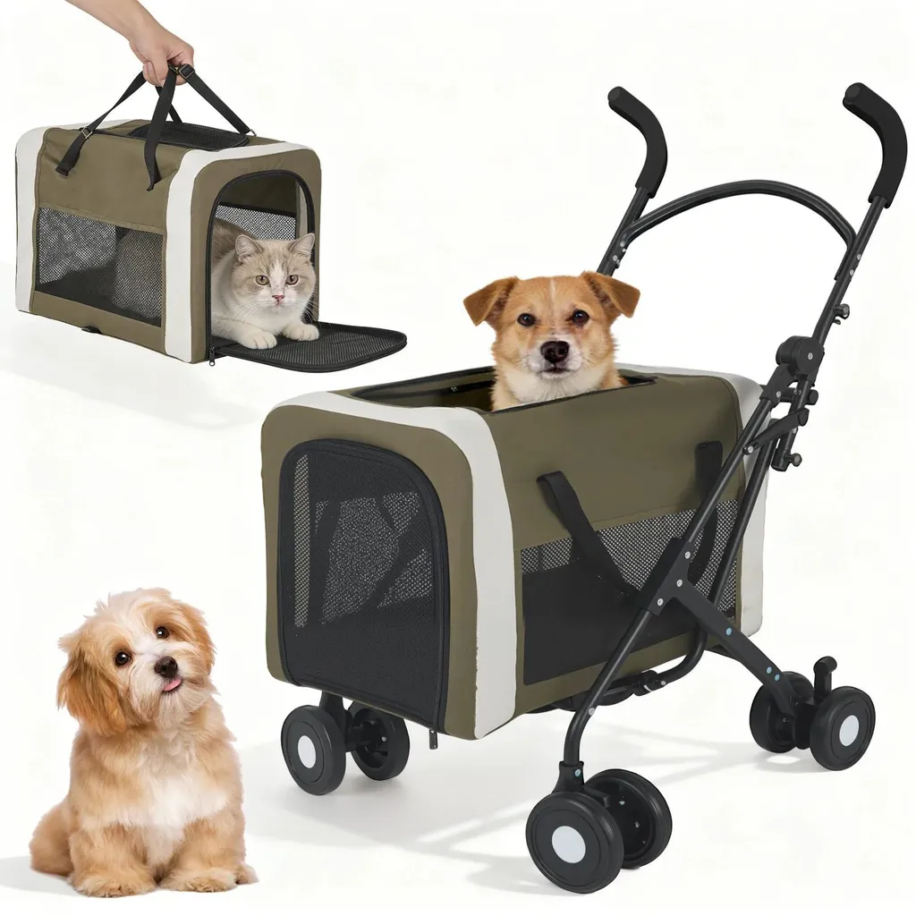 Poussette pour chien pliable : fini la fatigue ! Chariot léger vert chat