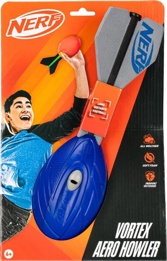 Ballon de Lancer Nerf Vortex Aero Howler en Mousse avec 3 Sifflets Bleus