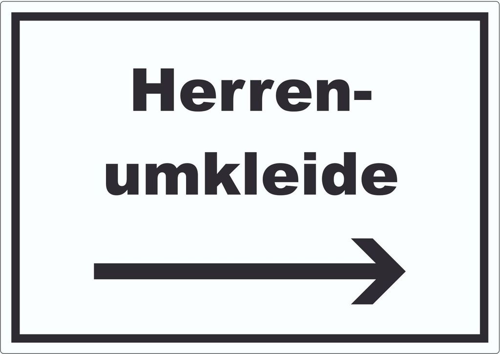 Herrenumkleide Aufkleber mit Text und Richtungspfeil rechts waagerecht A3 (297x420mm)