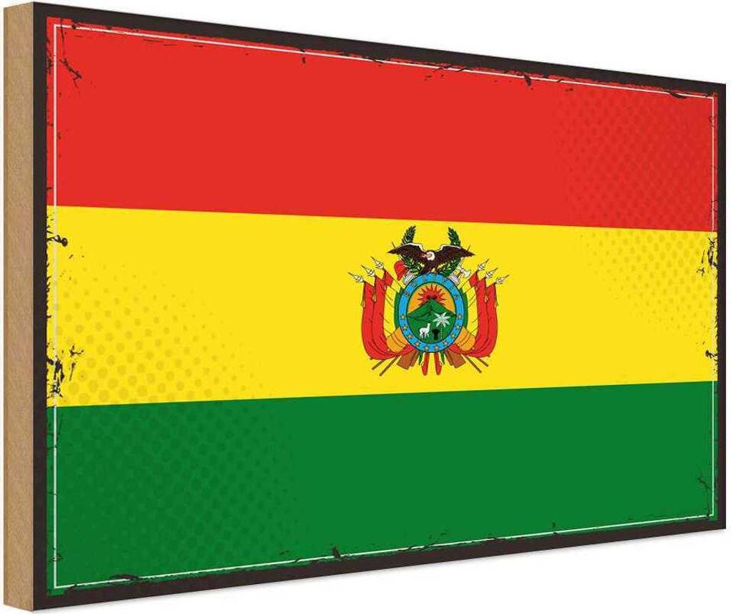 vianmo Holzschild 30x40 cm Boliviens Retro Bolivia Flagge Fahne Wappen