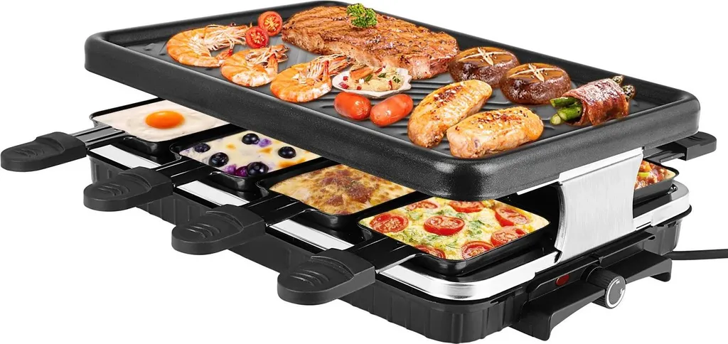 Grill raclette 1300W avec plaque amovible antiadhésive et thermostat