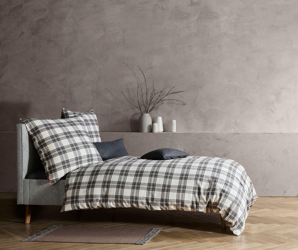 Fleuresse Lech Edelflanell Bettwäsche 240x220 Karo schwarz weiß grau 604581-01