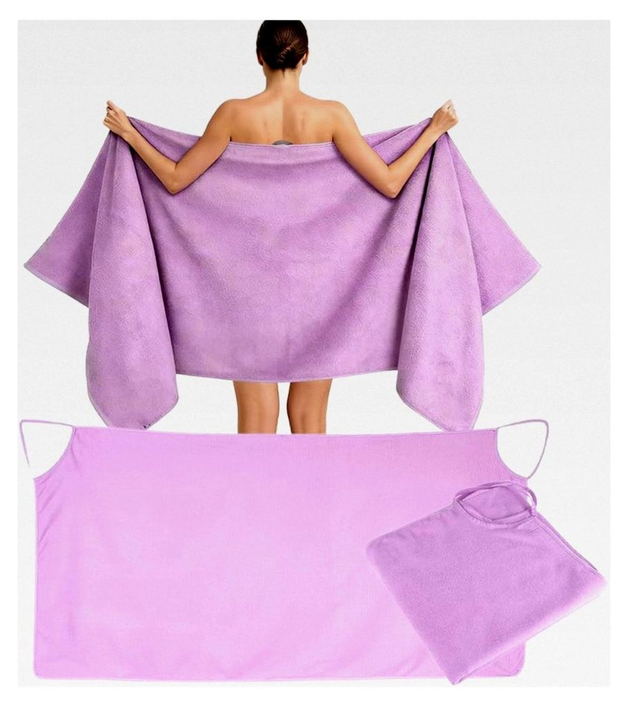 Bademantel, Hochsaugfähiges Badetuch, Mikrofaser Weich Doppelschulter Design Duschtuch für Dusche, Pool, Spa, Badezimmer (Lila)