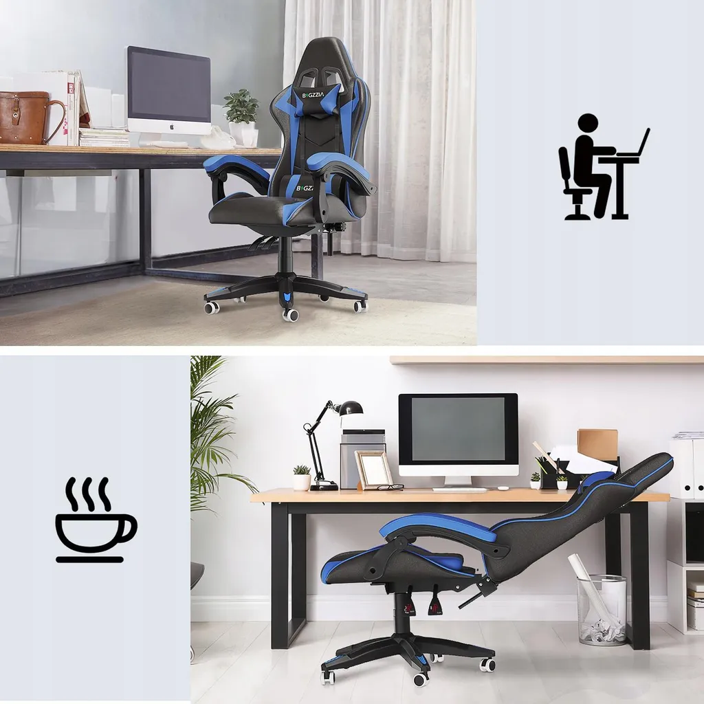 Fauteuil de jeu ergonomique X25F00K042 réglable inclinable noir bleu