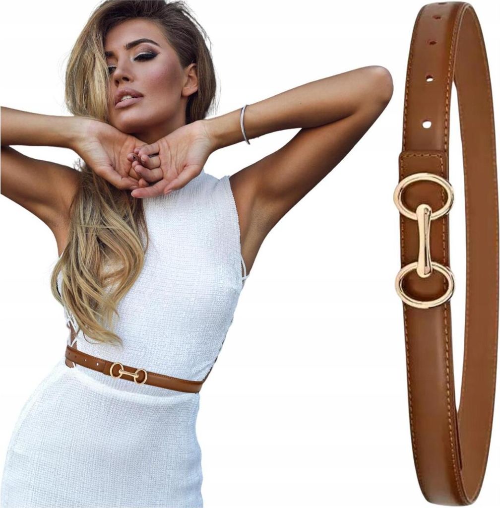 EDIBAZZAR | Damen Ledergürtel, Naturleder, goldene Schnalle, elegant, für ein Kleid