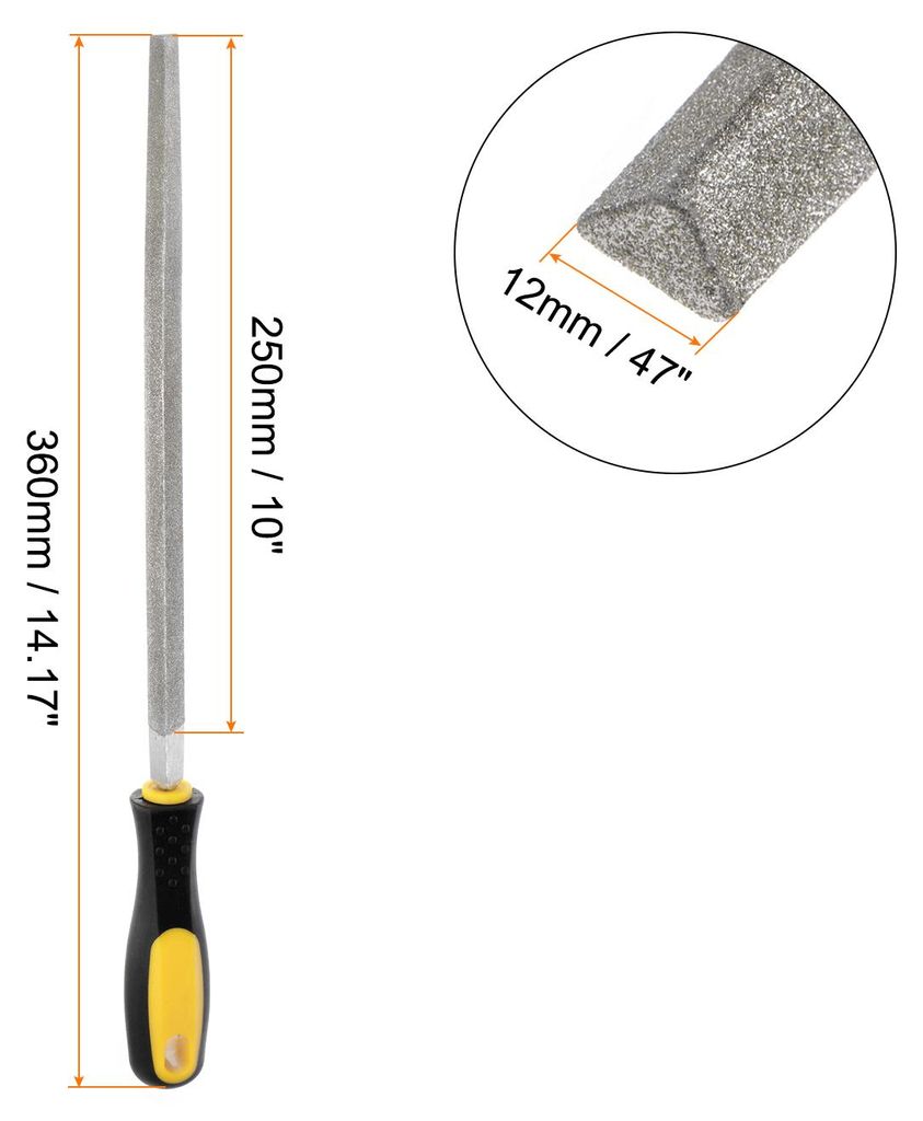 Diamant Beschichtet Feile 10 Zoll 80 Grits Dreieck Feilen Werkzeuge mit Plastik Griff fš¹r Metall Glas Holz Steine Schleifen Polieren Gravieren