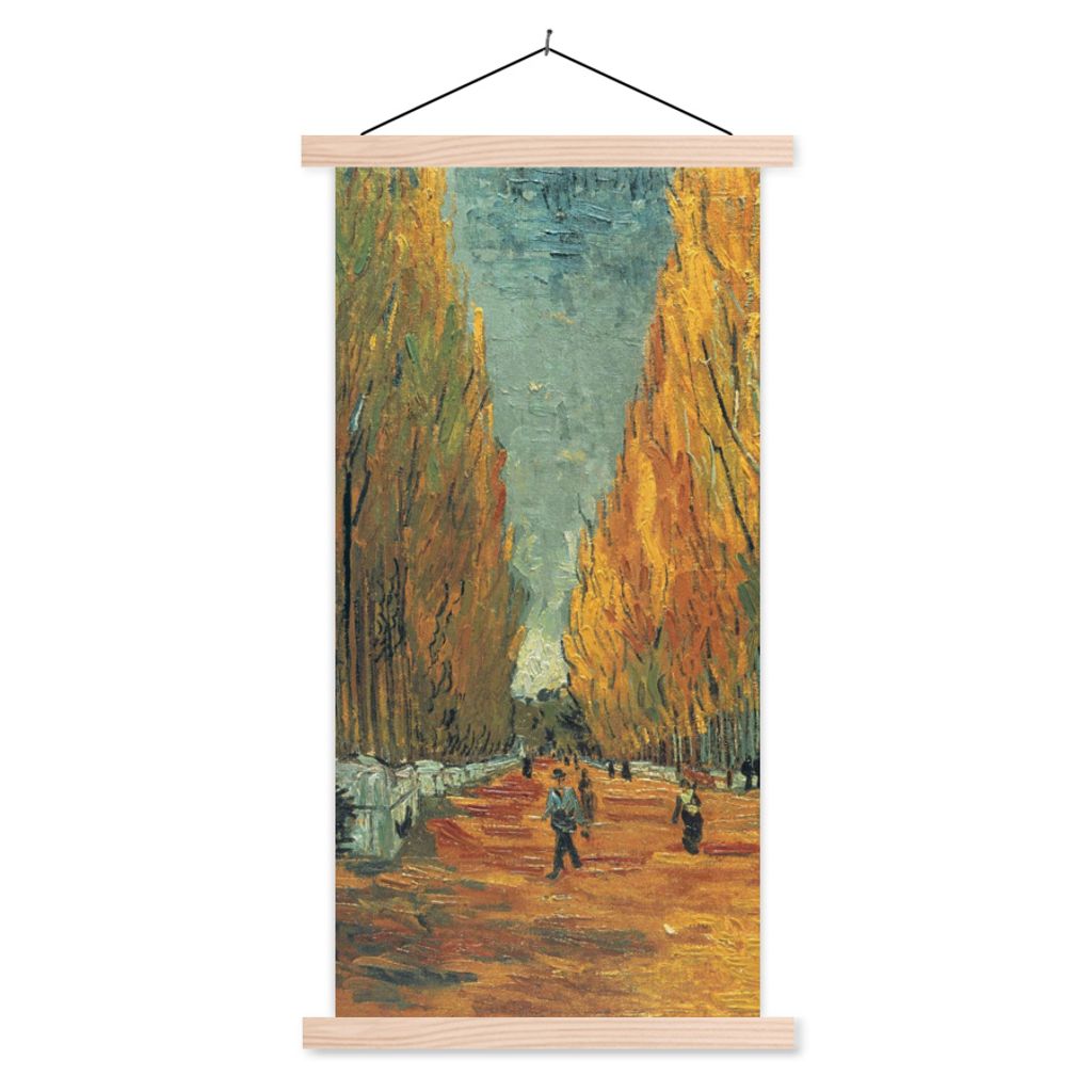 MuchoWow Textilposter Elysische Felder - Vincent van Gogh 40x80 cm mit holzfarbenen Rahmen - Wohnzimmer