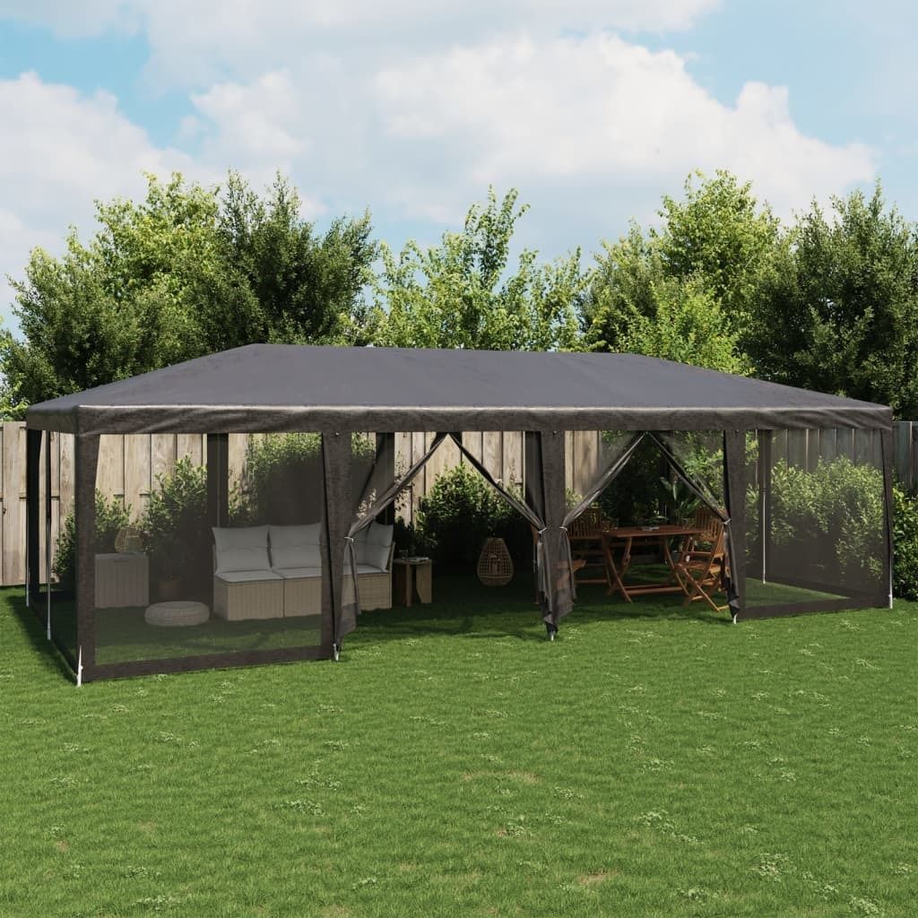 Eleganten-Stil Partyzelt mit 12 Mesh-Seitenteilen Anthrazit 8x4 m HDPE Campingzelte CHY87308663