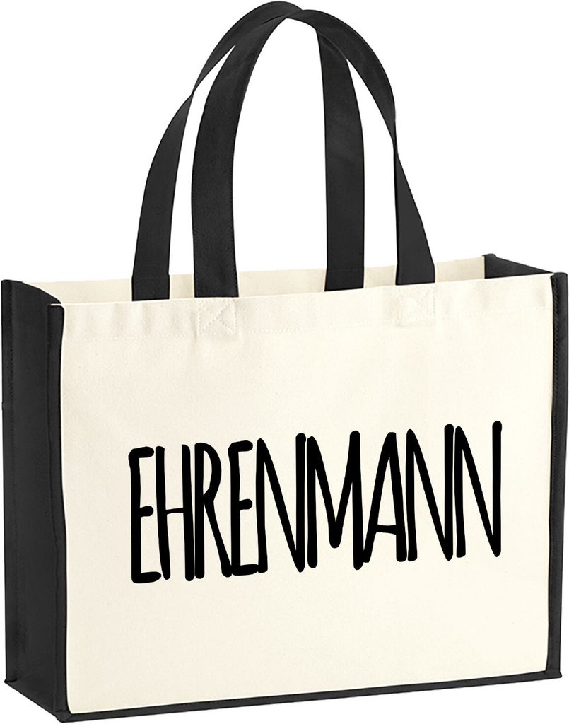 Huuraa Jutetasche Ehrenmann Jugendwort 21 Liter Black Jute und Baumwolle Einkaufstasche Geschenkidee