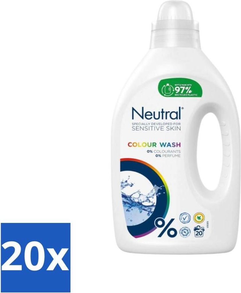 Neutrales Flüssigwaschmittel Color 20 Wäschen 1 Liter - Vorteilspack - 20 Stücke