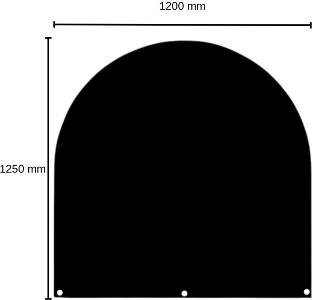Bodenplatte Kamin Emaillierte-Stahlblech grau schwarz 1200 x 1250mm E 46-Rundbogen
