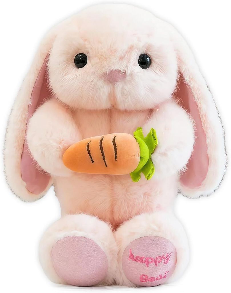 Suesses Osterhase Plueschtier 26cm mit Karotte Weiches Kuscheltier Hase Flauschiger Osterhase Kuscheltier aus PP-Baumwolle Perfekte Ostergeschenke ...