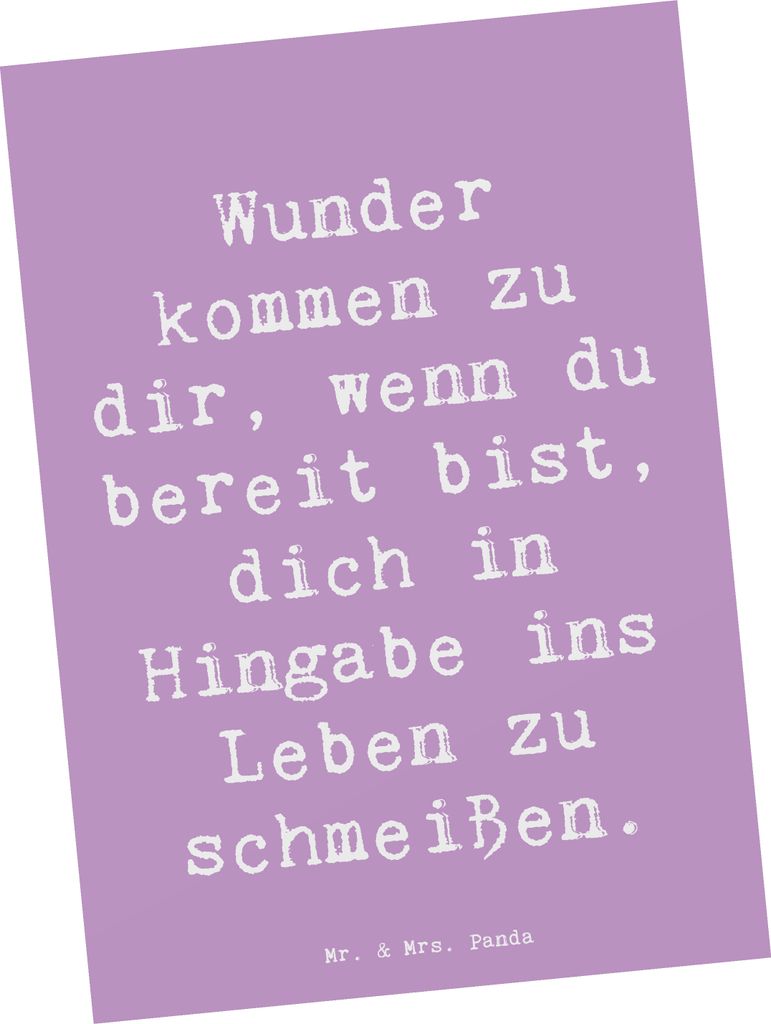 Mr. & Mrs. Panda Postkarte Spruch Wunder Hingabe - Lavendeltraum - Geschenk, Magie, Lächeln, Ansichtskarten, einzelkarte, Grußkarte, Motivation, ...