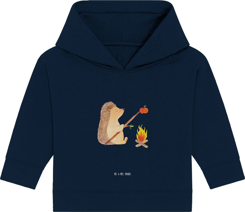 Mr. & Mrs. Panda Organic Baby Hoodie Igel Grillen 24. - 36. Monat - French Navy - Geschenk, Sinn Des Lebens, Kapuzensweatshirt, Motivation, Spruch,...