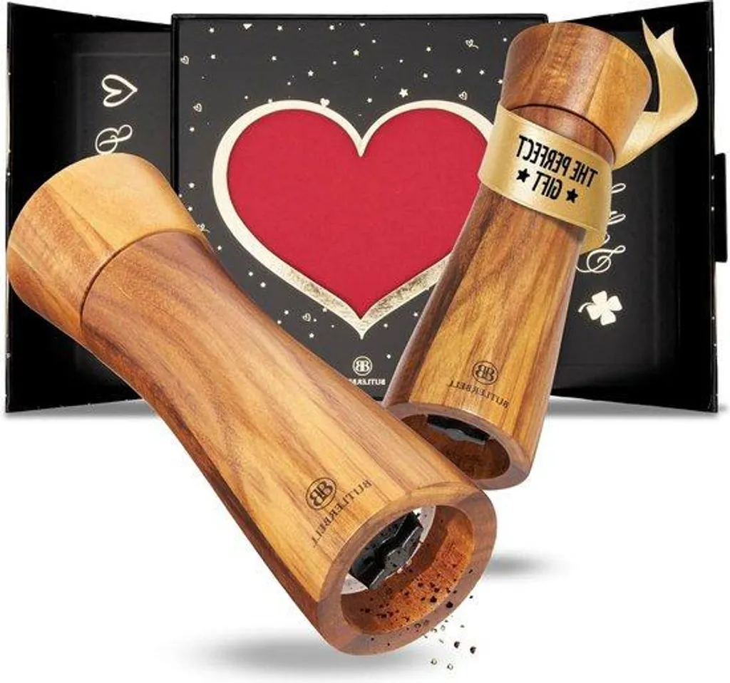 Déco table élégante - Kit moulin sel poivre bois cœur pour éviter désordre