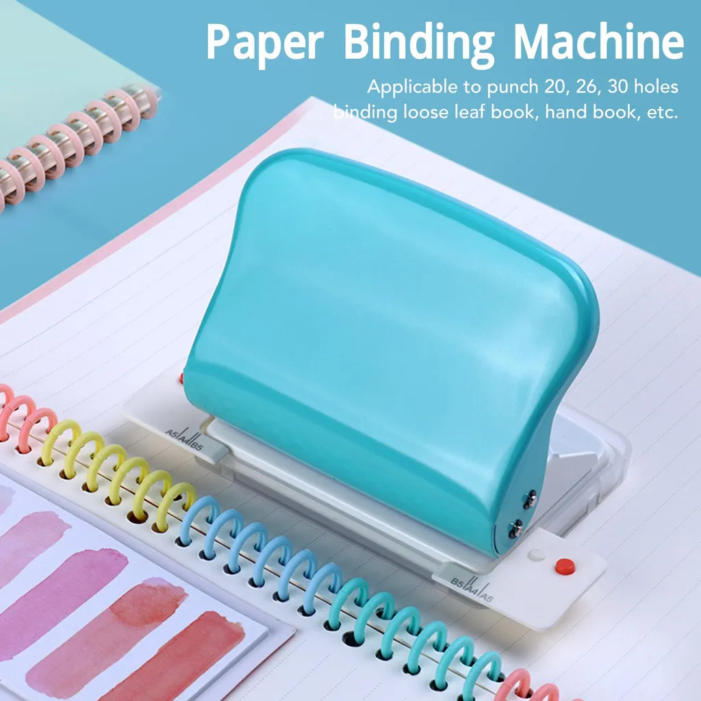 Machine à relier à spirale format A4 A5 A6 A7 perforation ronde bleu - 10